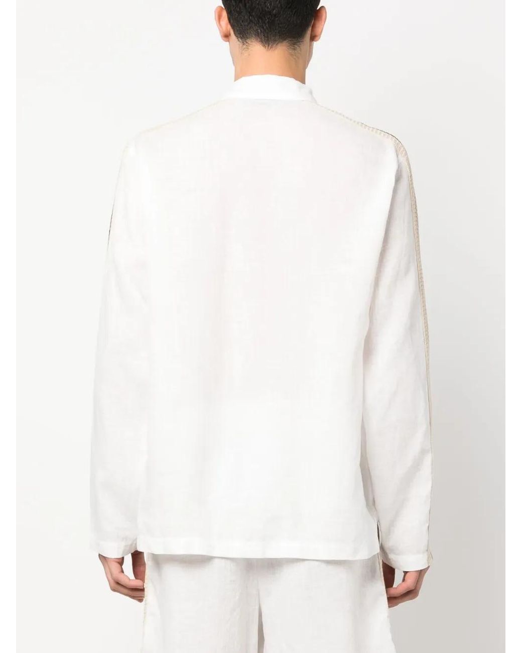 Palm Angels White Pa Monogram-Print Linen Shirt for men