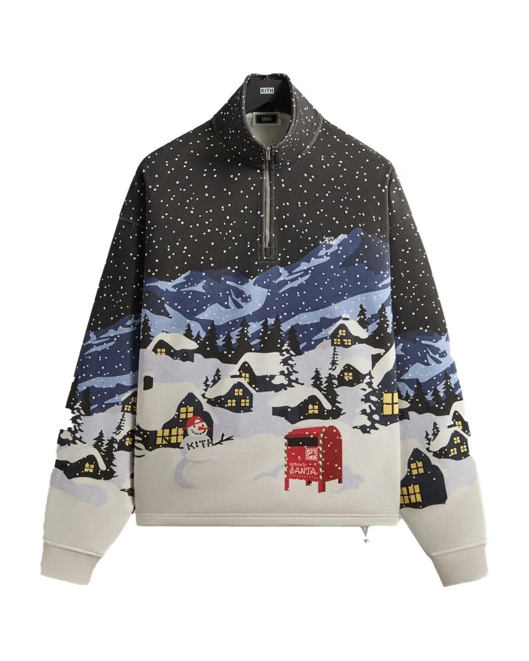 Kith Gray Mas Village Quarter Zip Sweatshirt for men