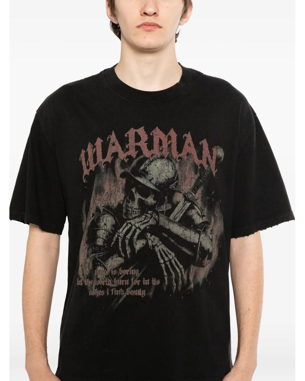 WARMAN Black Graphic-Print T-Shirt for men