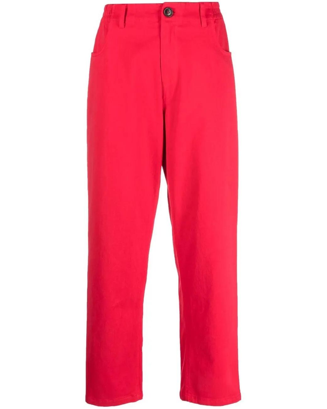 Semicouture Red Maxene Straight-Leg Trousers