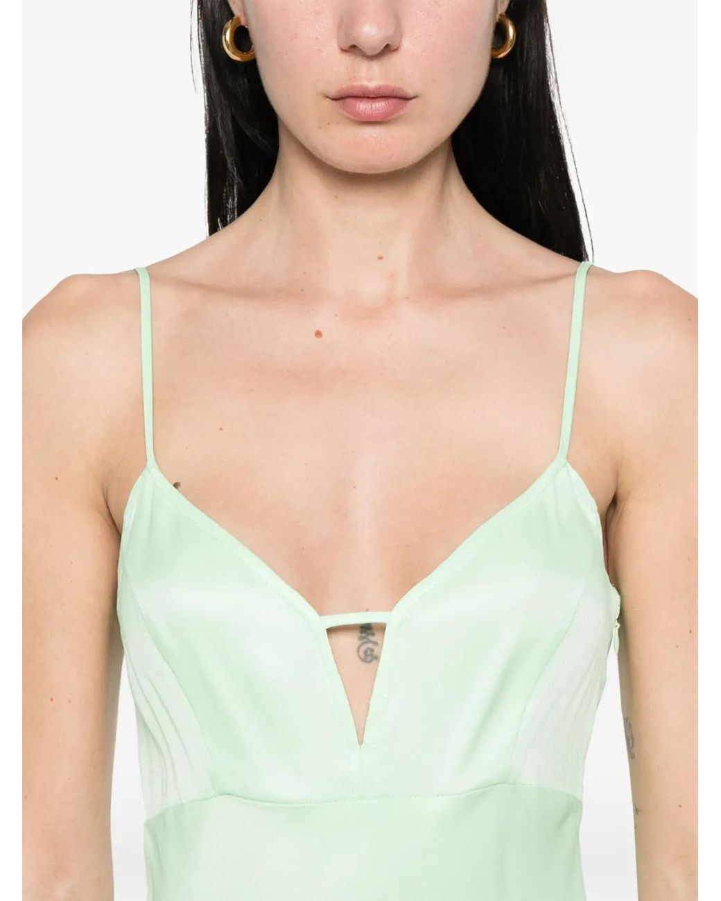 Twinset Green Satin Maxi Dress