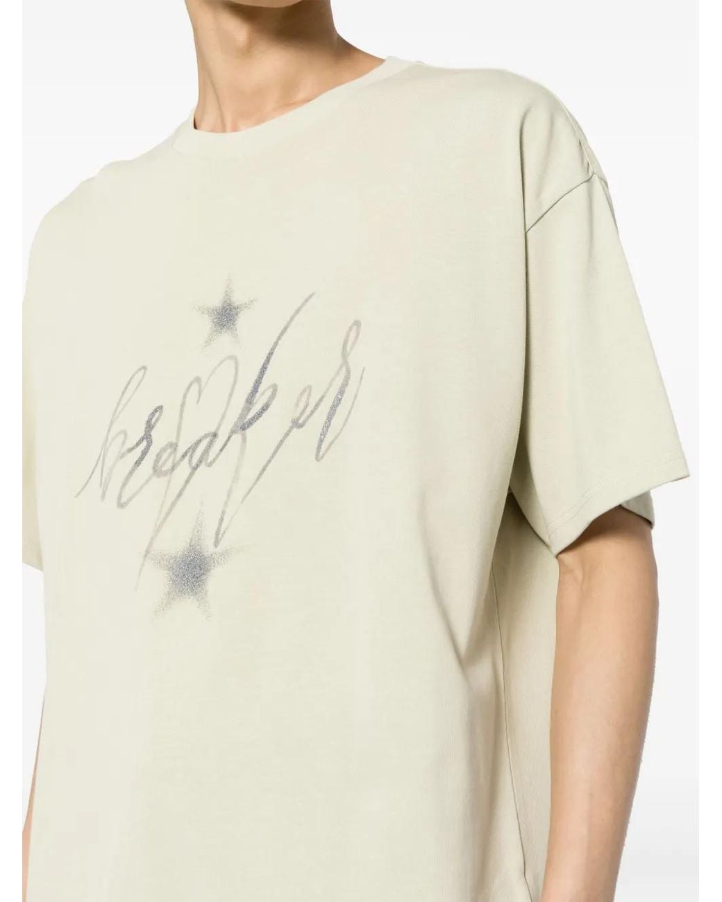 FIVE CM Natural Glitter-Detailing Graphic-Print T-Shirt for men