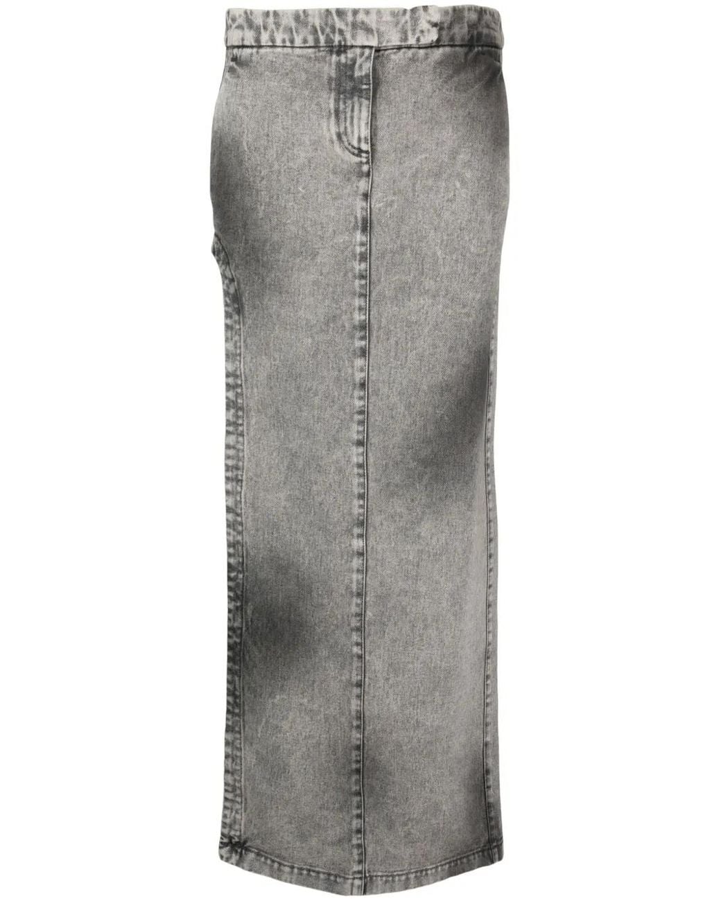 ALESSANDRO VIGILANTE Gray Stonewashed Straight Denim Skirt