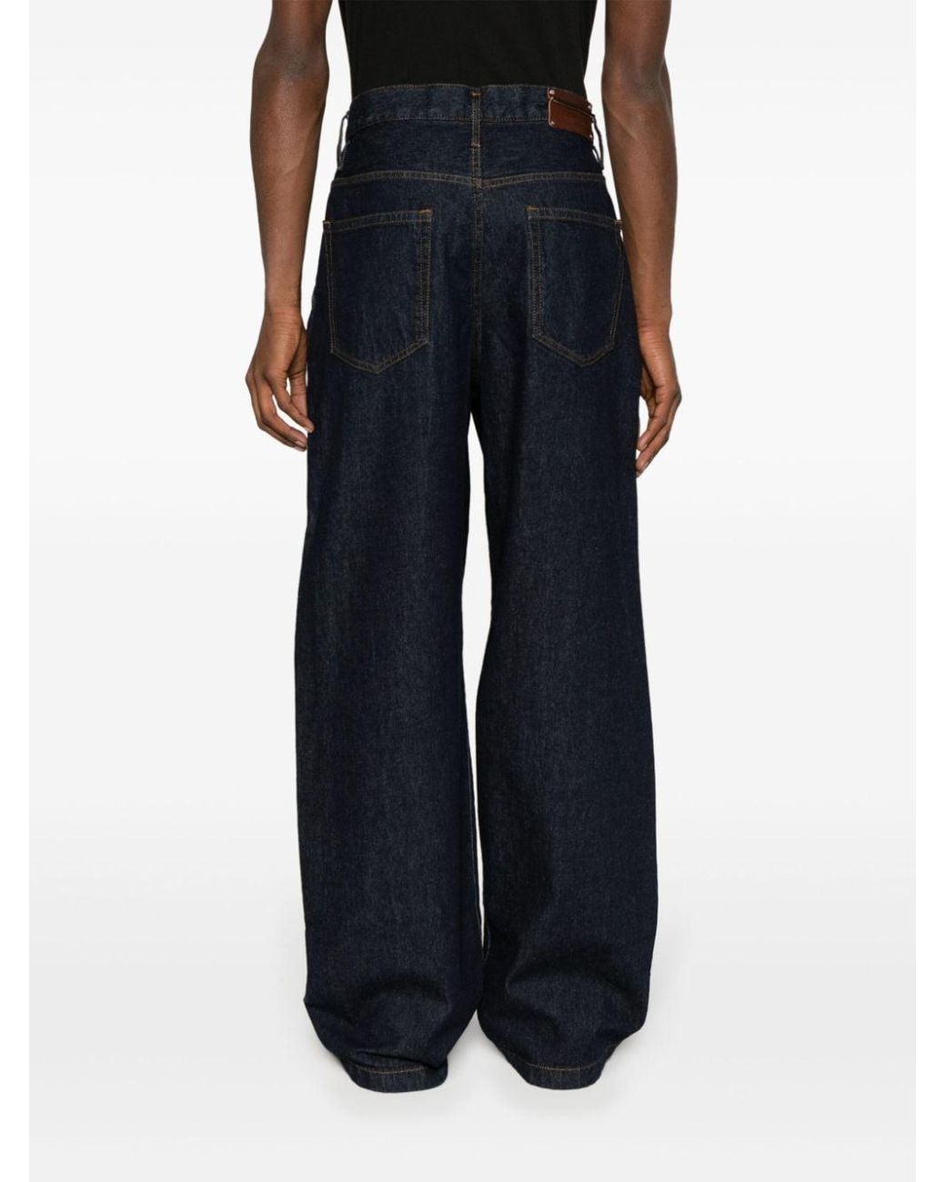≪DRIES VAN NOTEN≫ ハイライズ ワイドレッグ ジーンズ ブルー メンズ Dries Van Noten Penning ハイライズ ワイドジーンズ