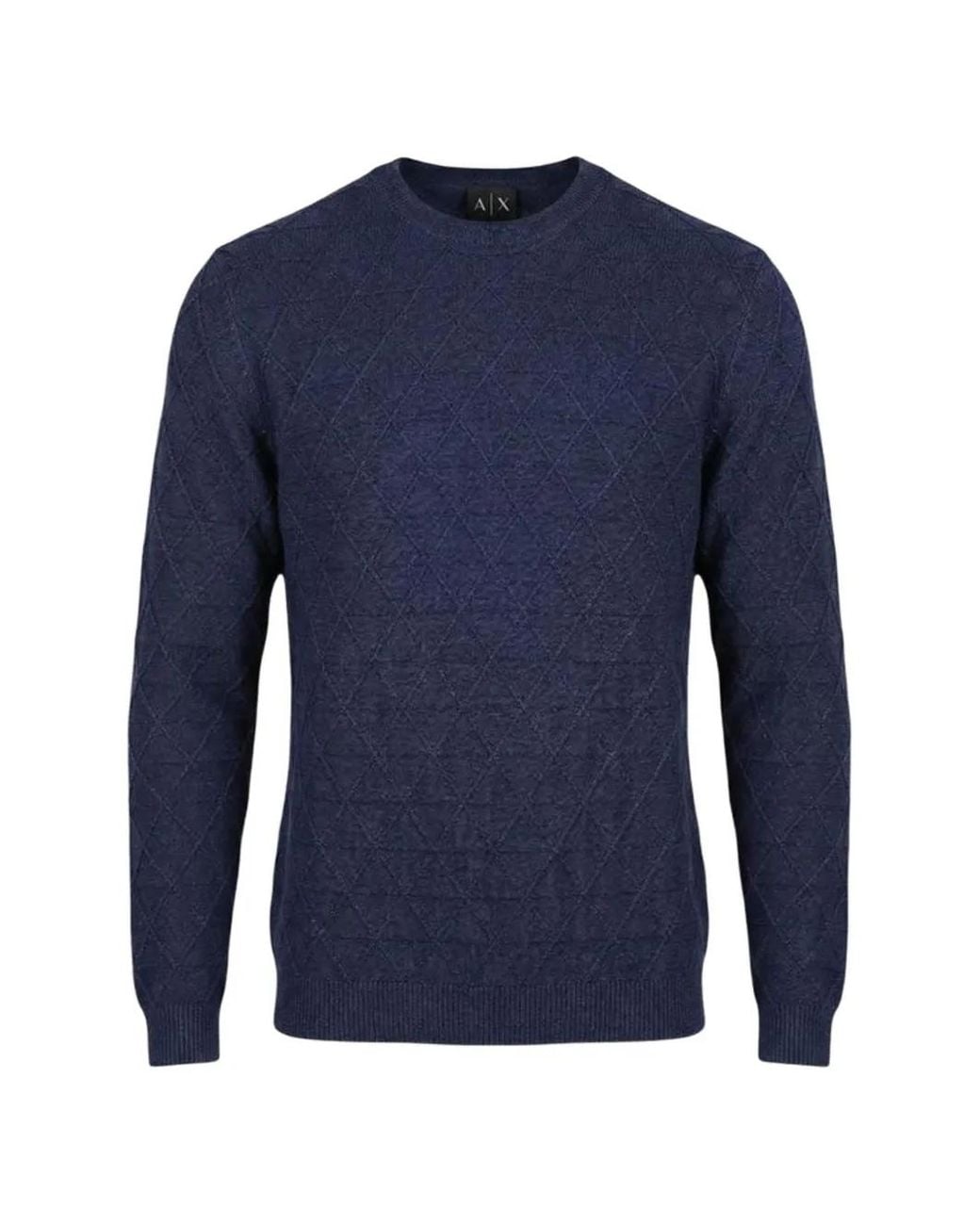 ARMANI EXCHANGE Blue Diamond-Knit Sweater for men