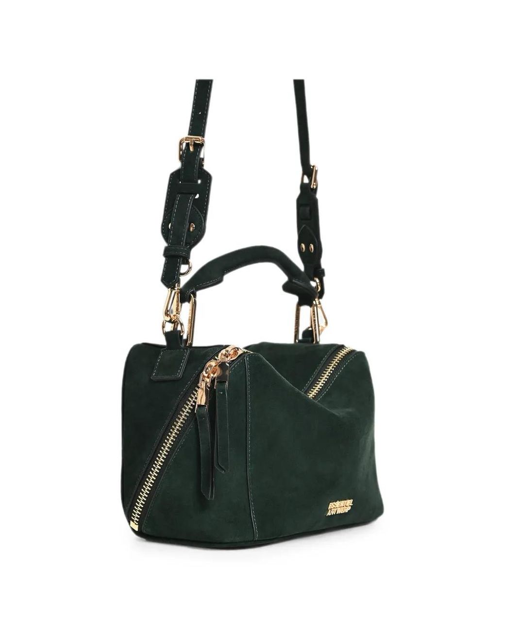 Essentiel Antwerp Black Karin Suede Shoulder Bag