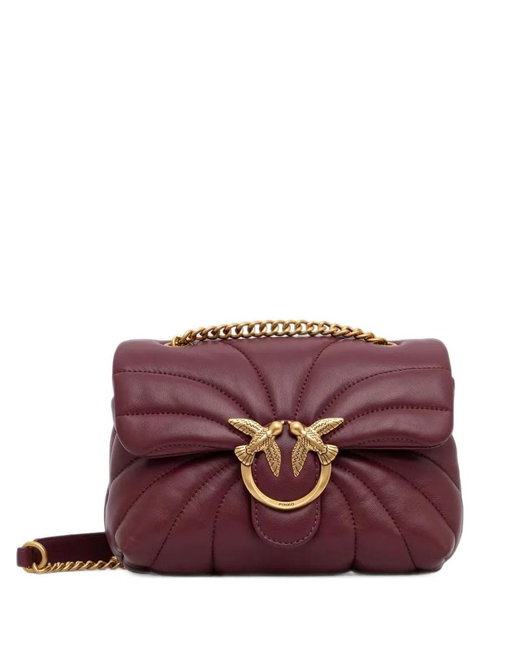 Pinko Purple Love Puff Butterfly Mini Nappa Leather Crossbody Bag