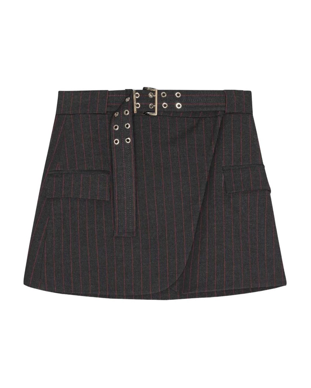 Ganni Black Belted Mini Skirt