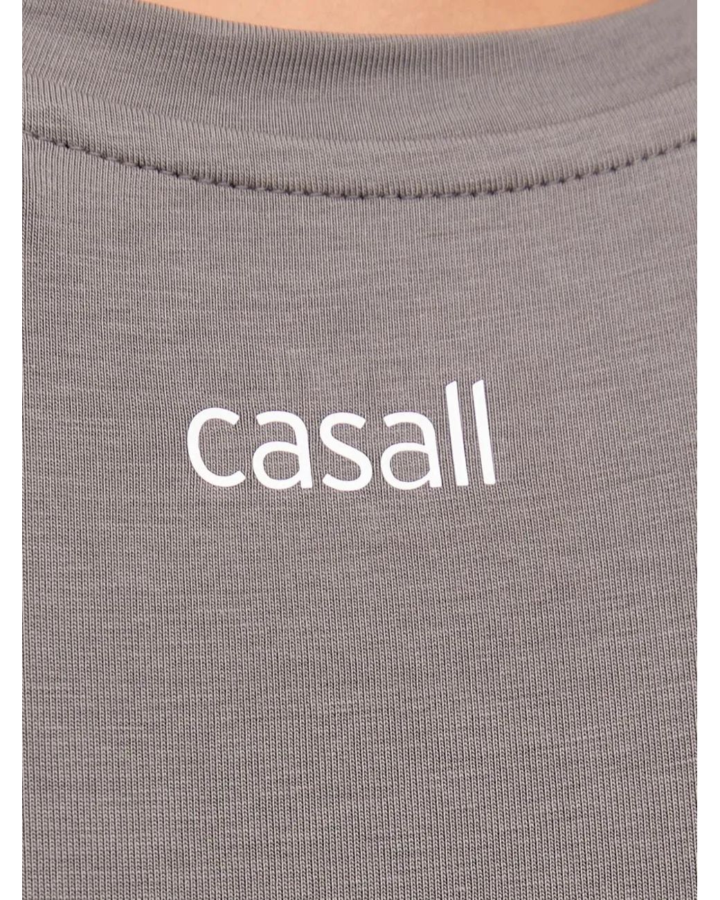Casall Gray Logo-Print Short-Sleeve T-Shirt