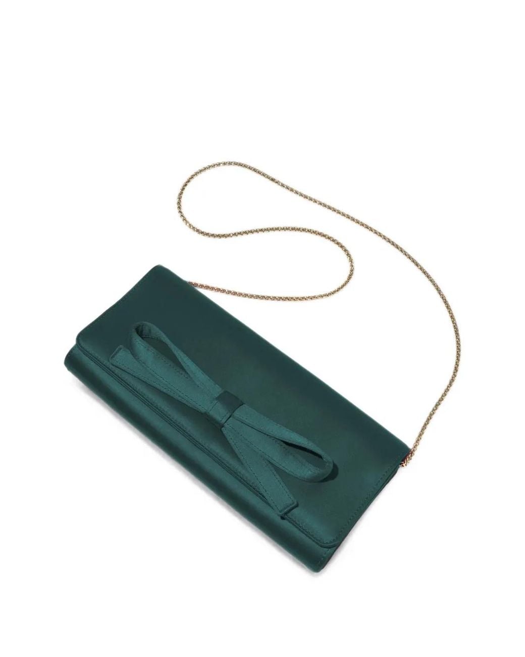Carolina Herrera Green Margaret Bow-Detail Clutch Bag