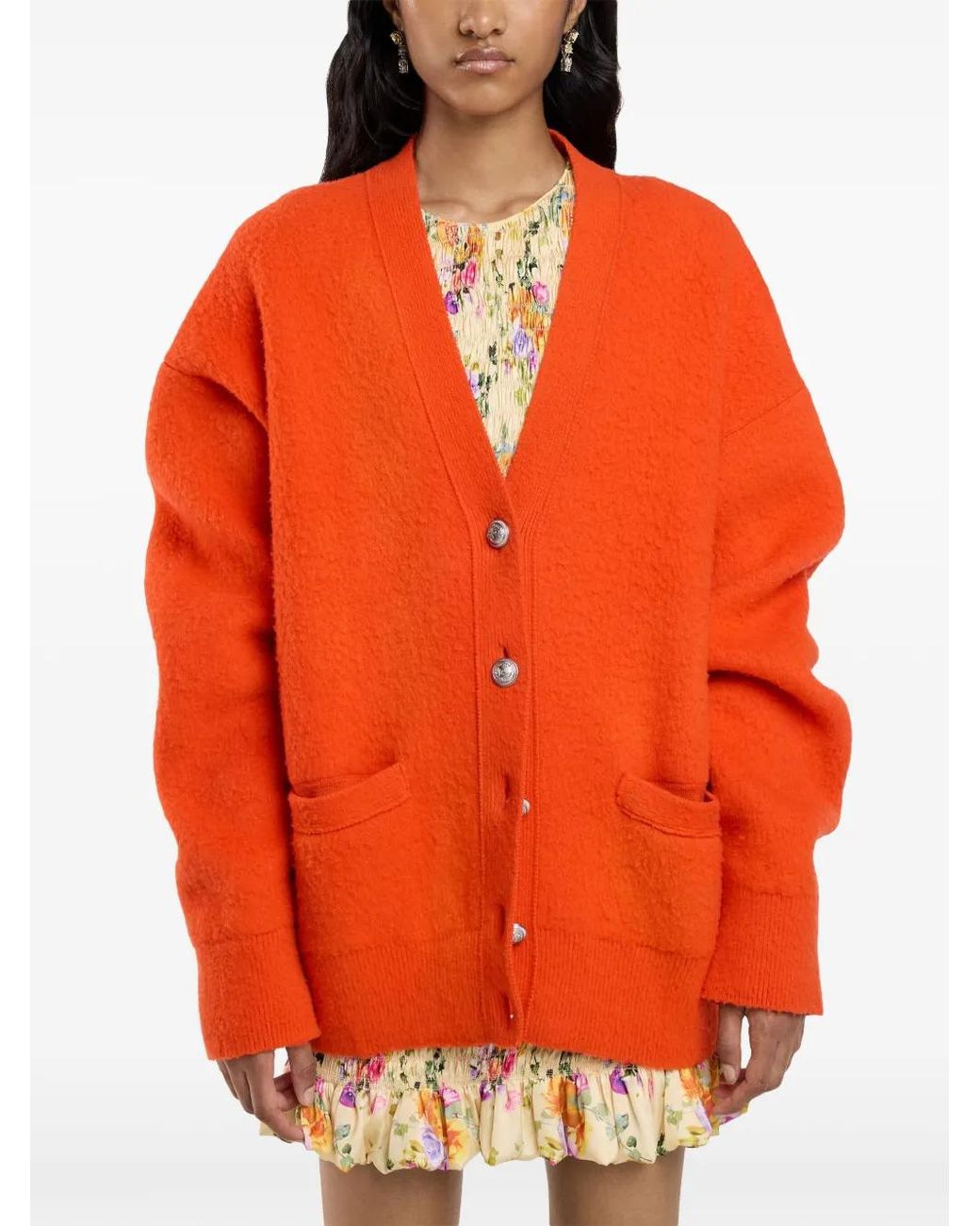 Rabanne Orange Cardigan Oversize En Laine