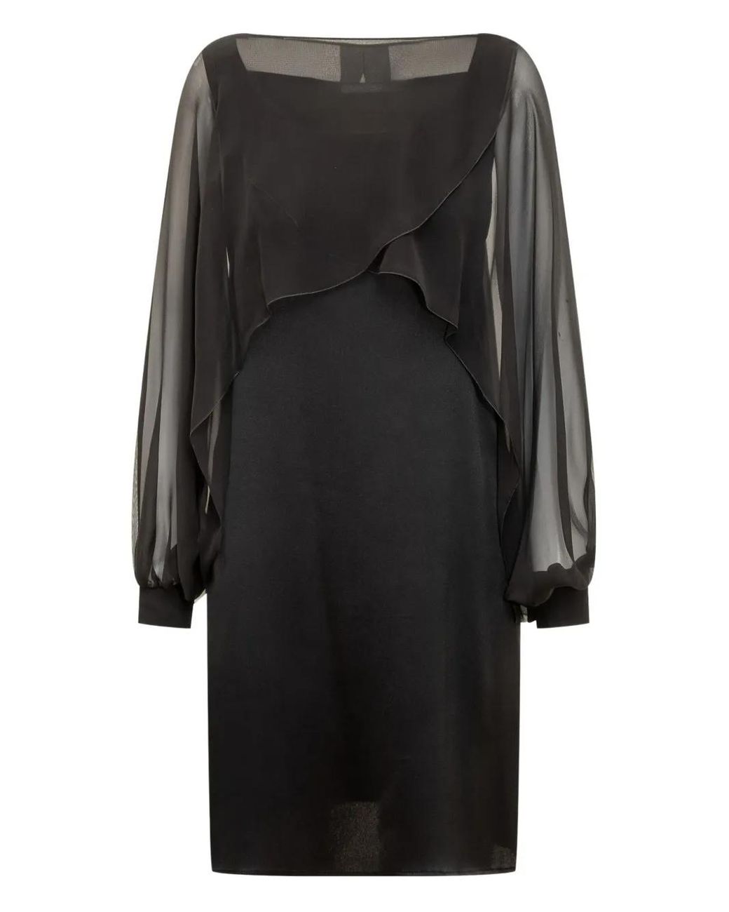 Alberta Ferretti Black Semi-Sheer Midi Dress