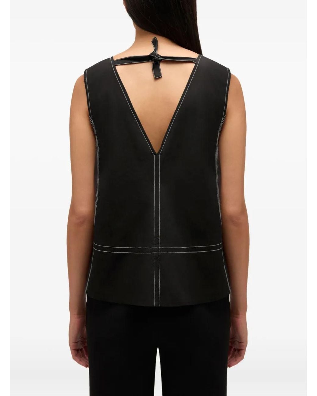 Ganni Black Cotton A-Line Top