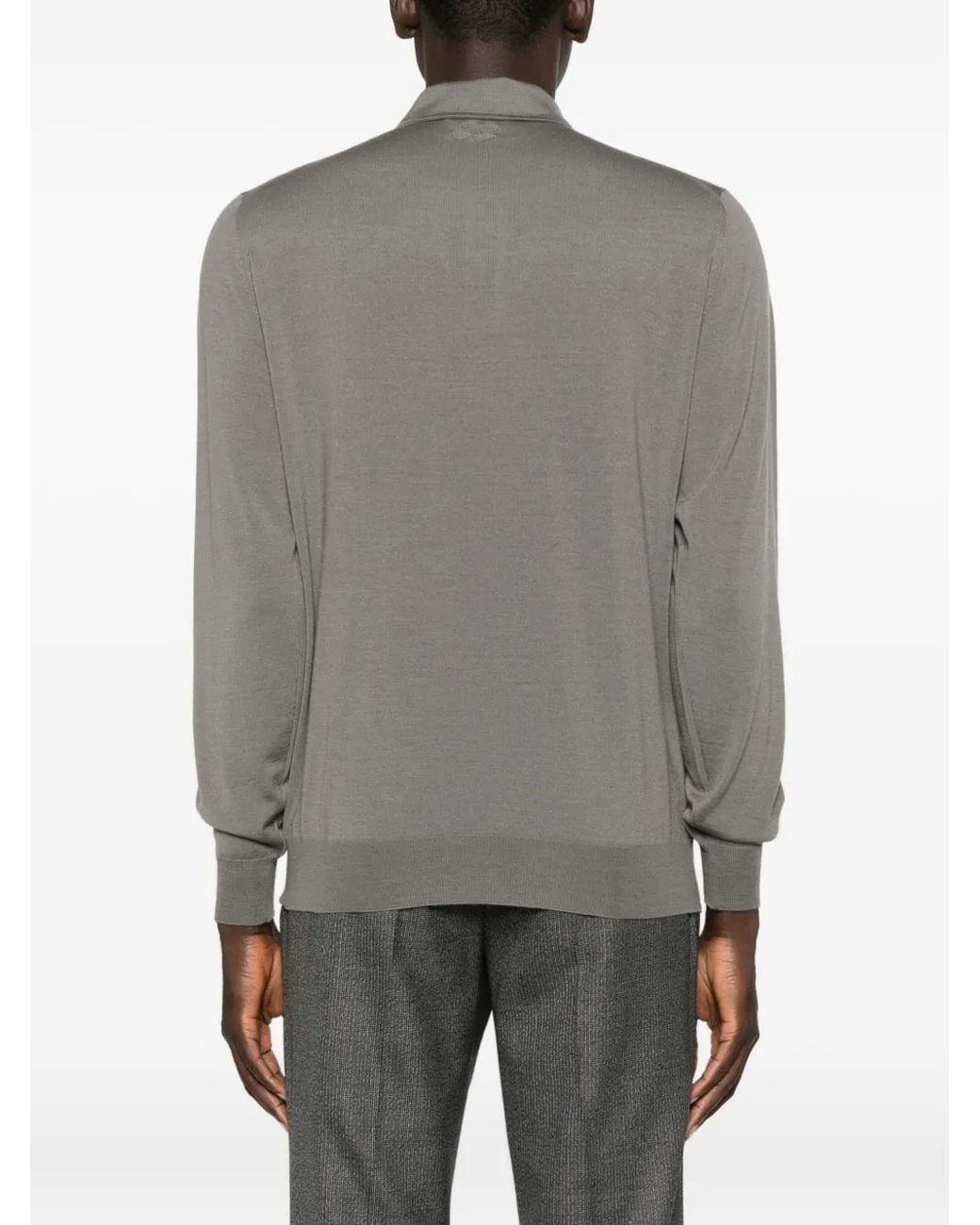 Lardini Poloshirt Met Lange Mouwen in het Gray voor heren