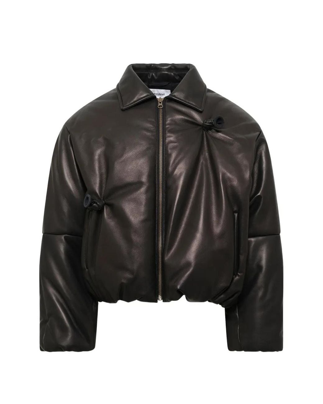 Doublet Black Inflated Balloon Leather Jacket for men