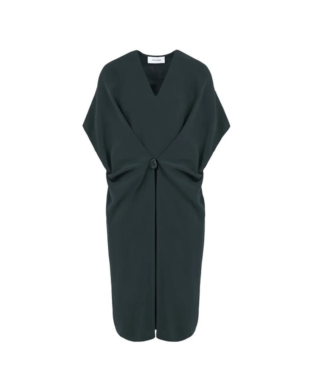 Yves Salomon Blue Draped Silk-Crepe Dress