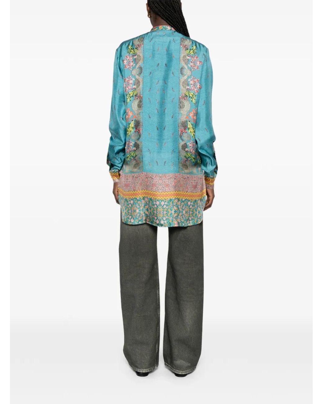 Pierre Louis Mascia Blue Aloe Floral Shirt