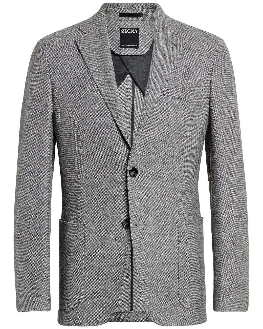 Zegna Gray Trofeo Single-Breasted Cashmere Jacket for men