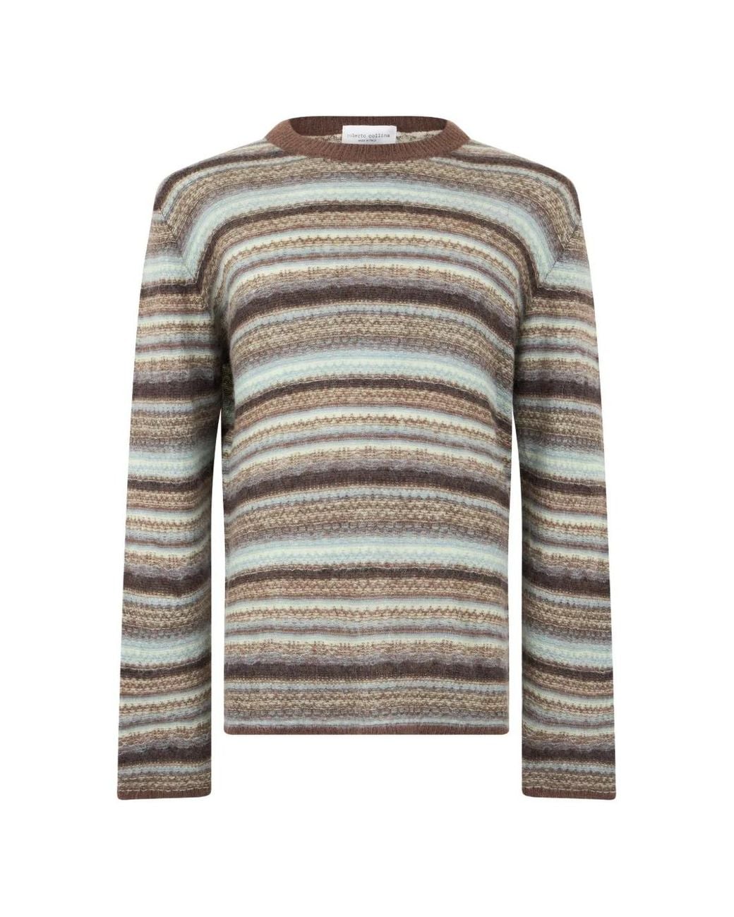 Roberto Collina Gray Striped Sweater for men