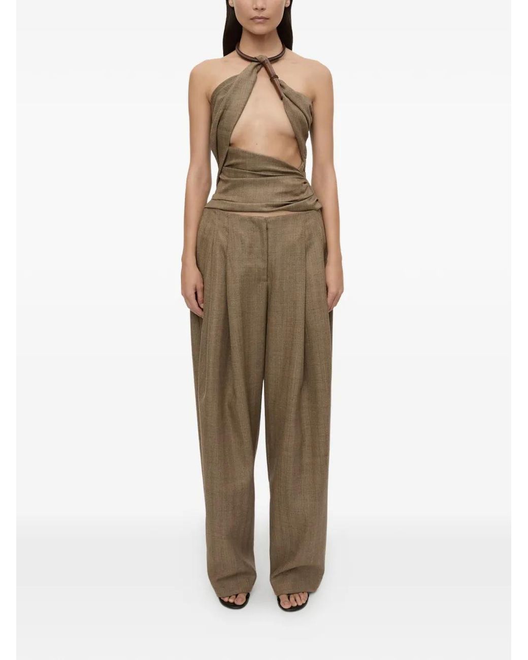 Christopher Esber Green Chime Herringbone Halter Top