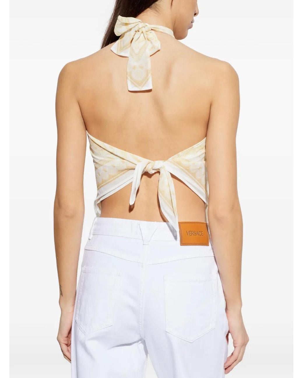 Versace Natural Top With 'Barocco' Pattern