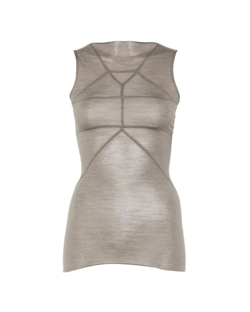 Rick Owens Gray Exposed-Seam Tank Top