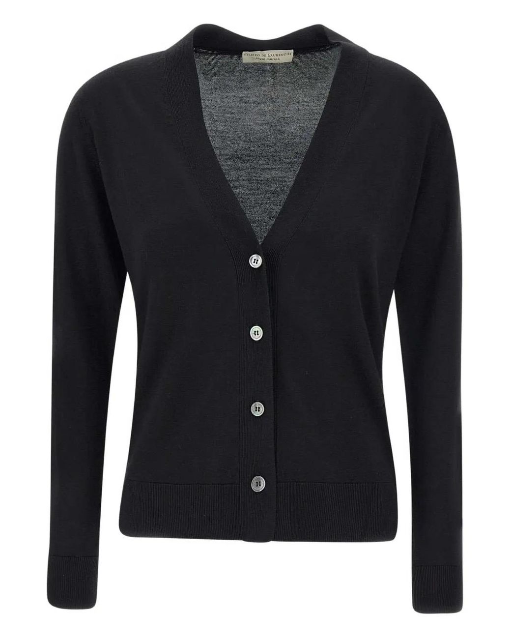 FILIPPO DE LAURENTIIS Black V-Neck Ribbed Cardigan for men