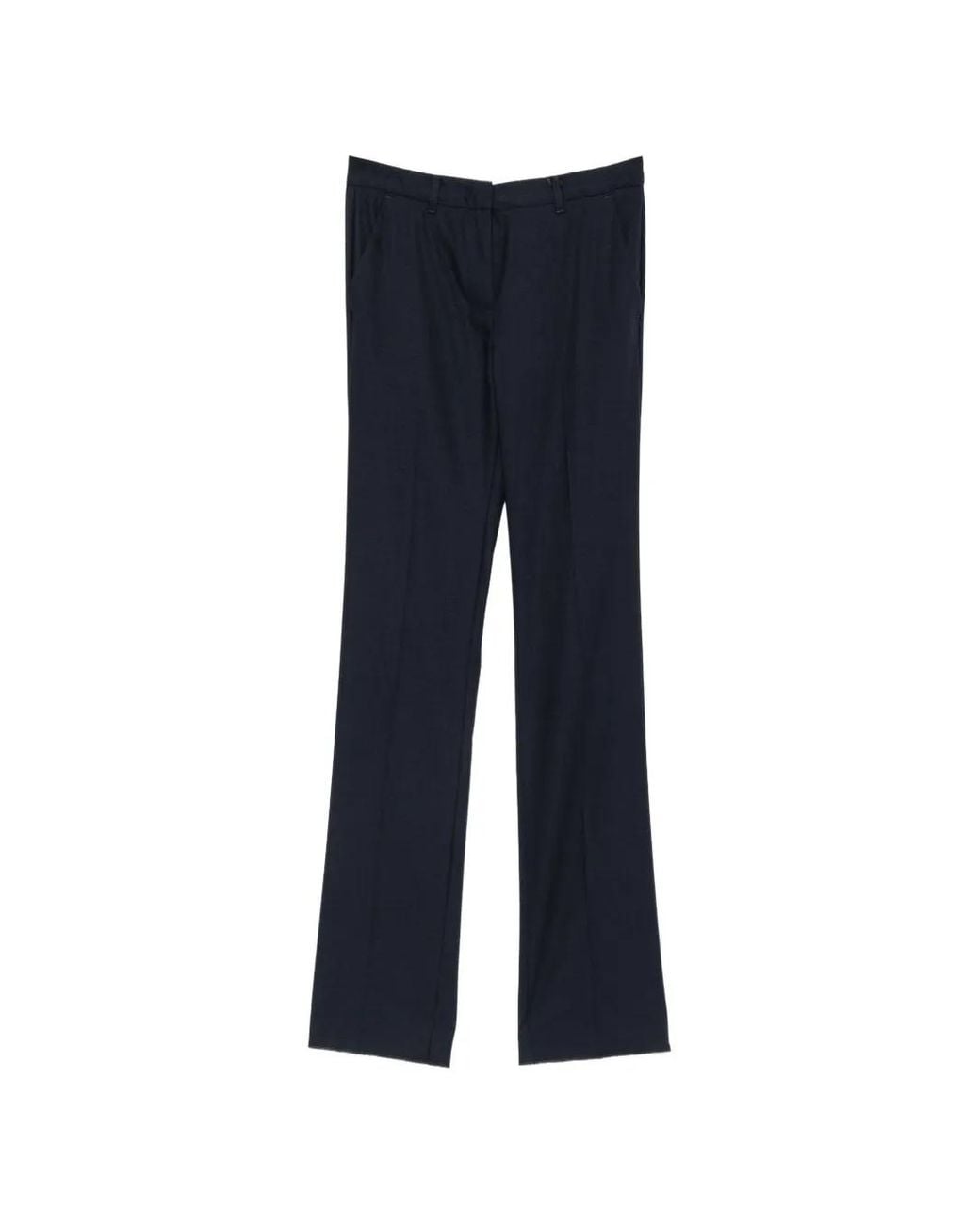 Marella Blue Pressed-Crease Straight-Leg Trousers