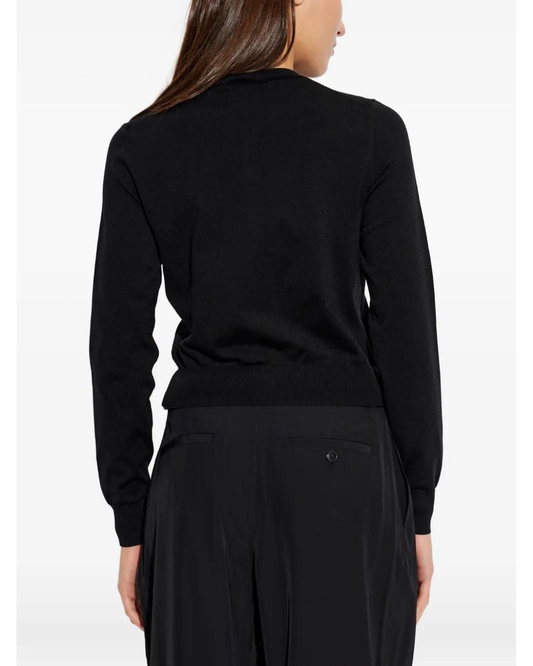 Alexander Wang Black Crystal Hotfix Logo Crewneck Cardigan