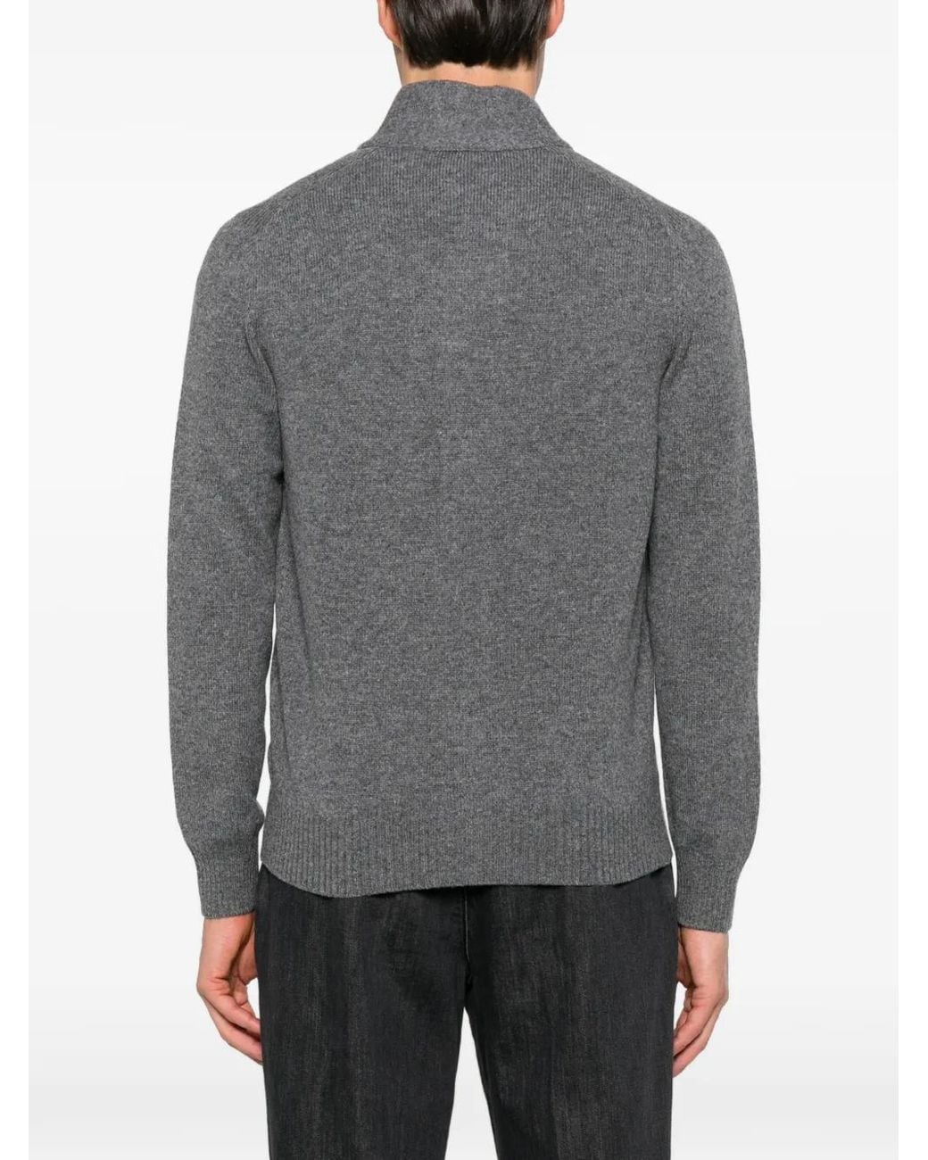 Gran Sasso Gray Button-Up High-Neck Cardigan for men