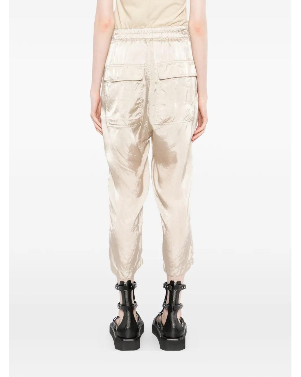 Rick Owens White Drawstring Astaires Cropped Trousers