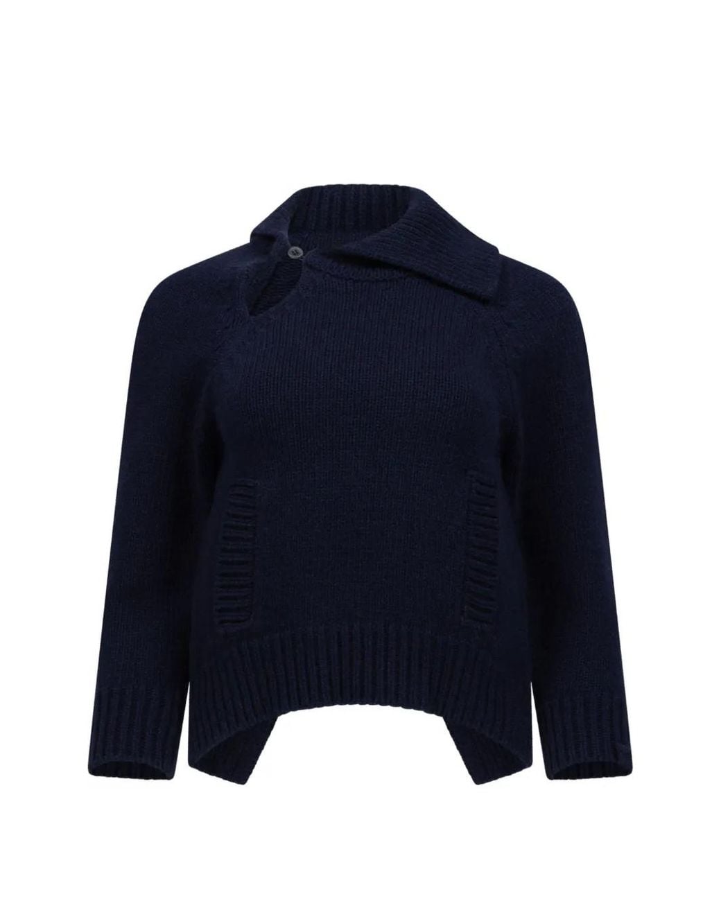 Victoria Beckham Blue Asymmetric Collar Sweater