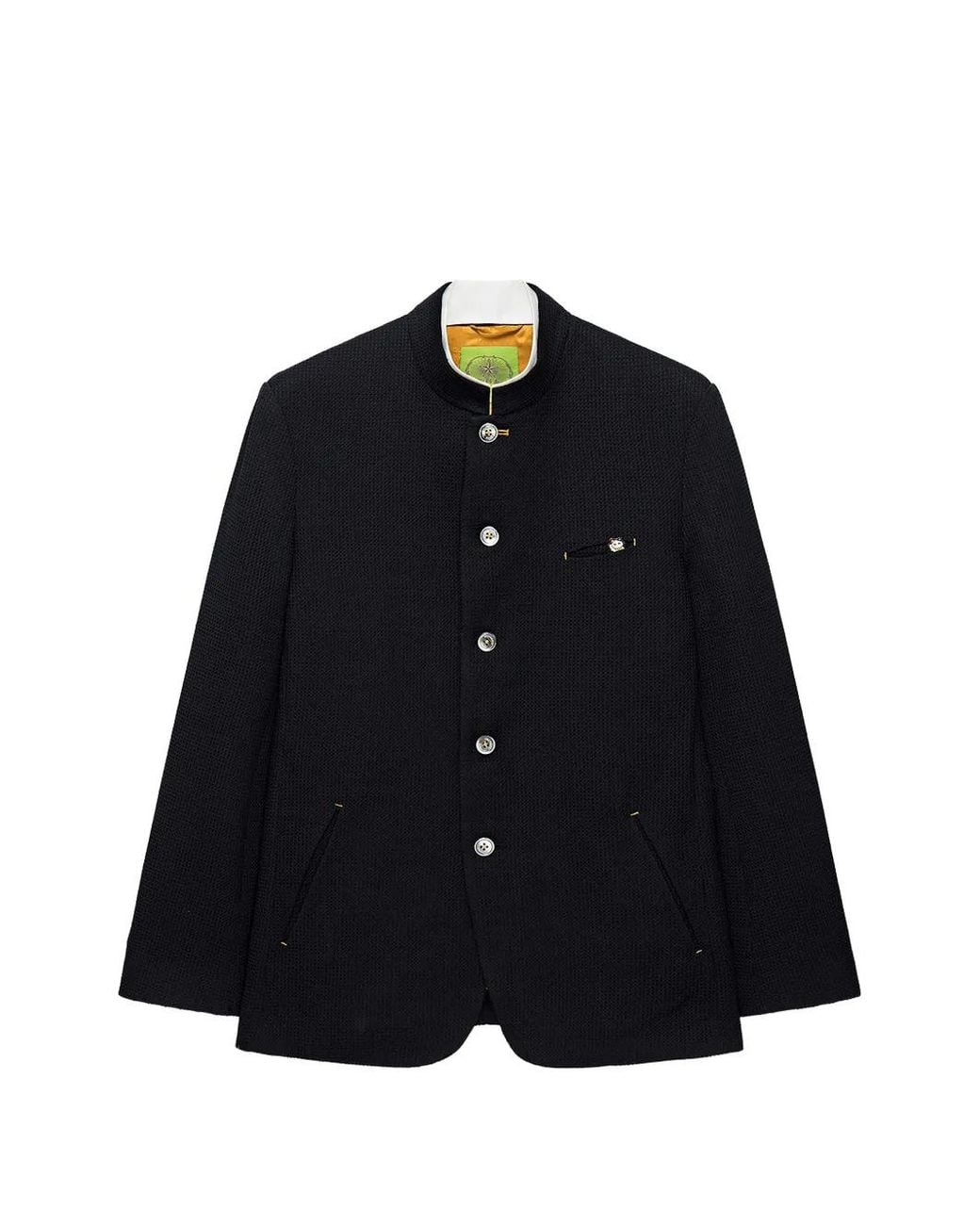 Shanghai Tang Blue Meow Meow Textured Five-Button Jacket for men