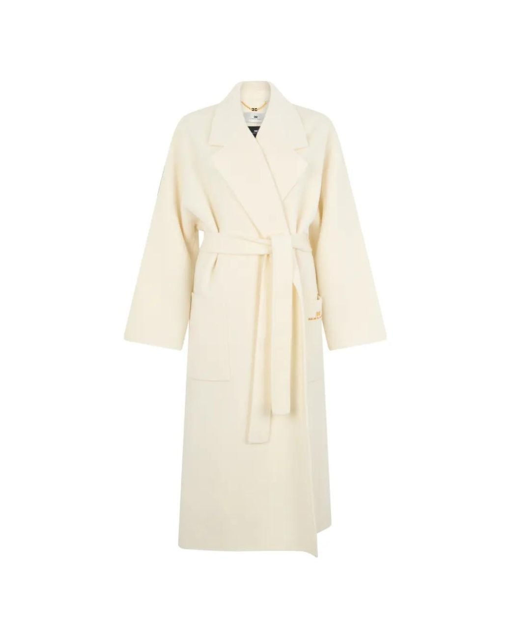 Elisabetta Franchi White Belted Logo-Embroidered Coat