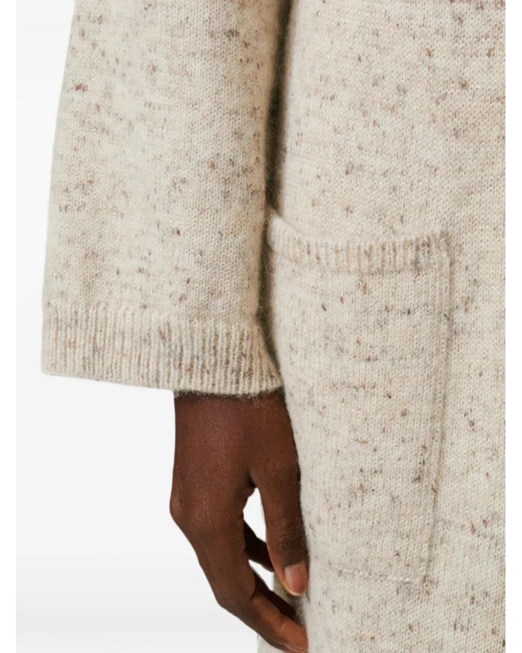 Fabiana Filippi Natural Donegal Belted V-Neck Cardigan