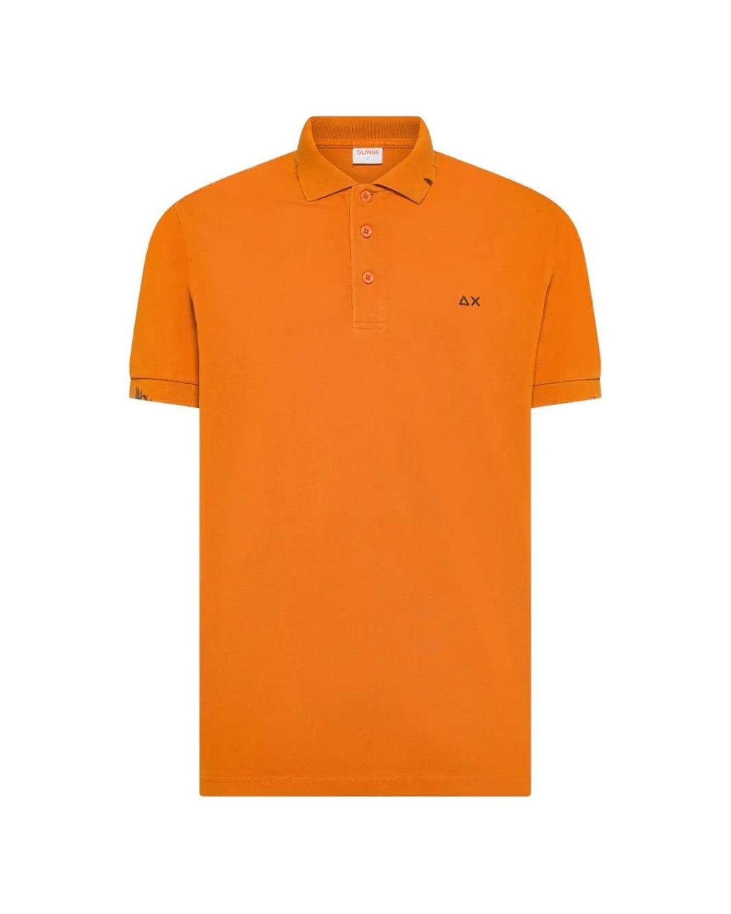 Sun 68 Orange Embroidered-Logo Short-Sleeve Polo Shirt for men