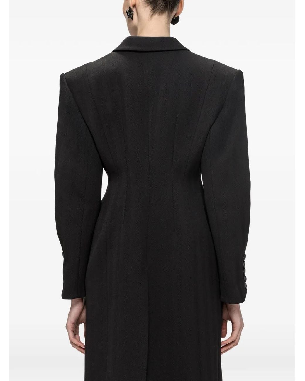 Nissa Black Fitted Wool-Blend Coat