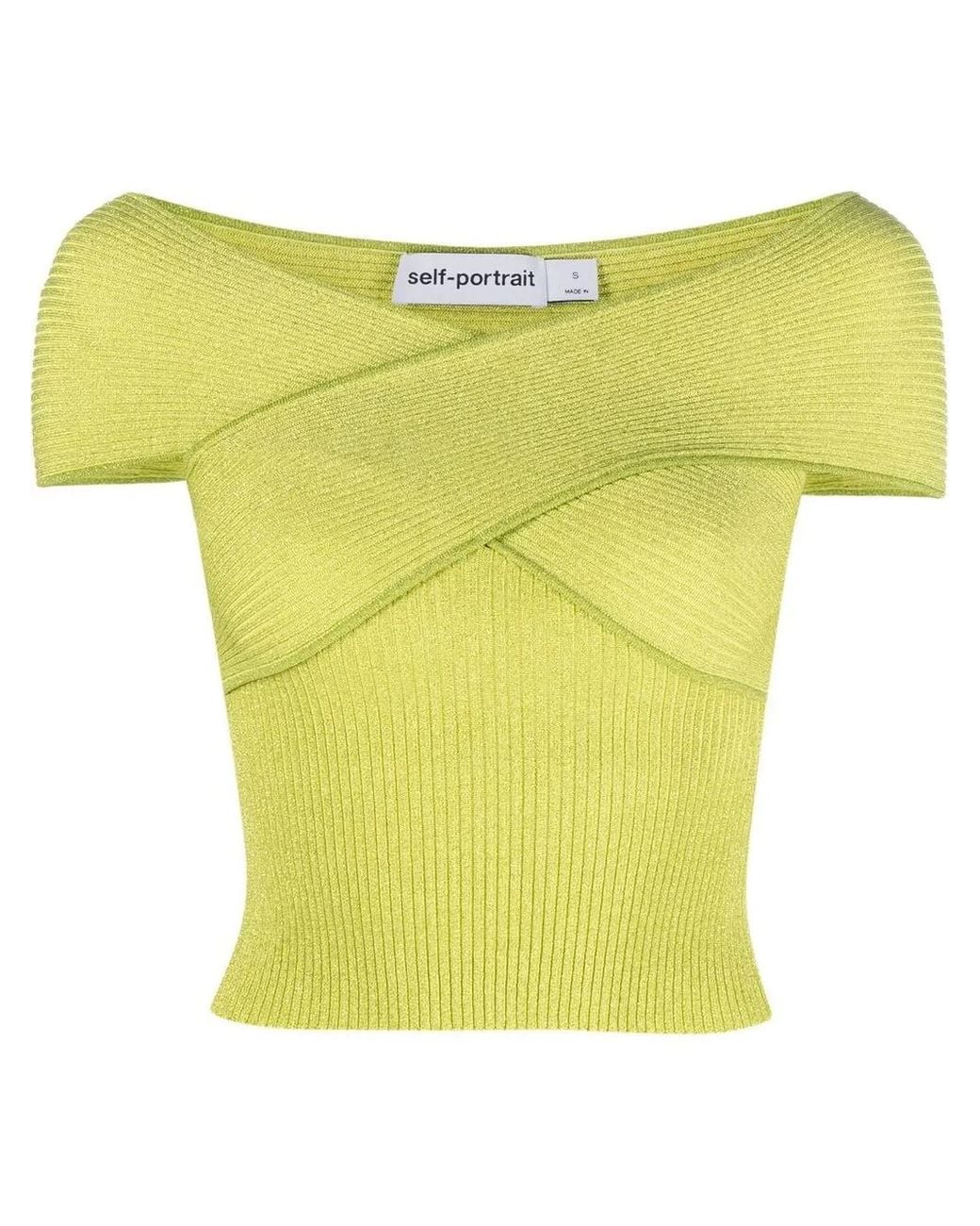 Self-Portrait Off-Shoulder Top in het Yellow