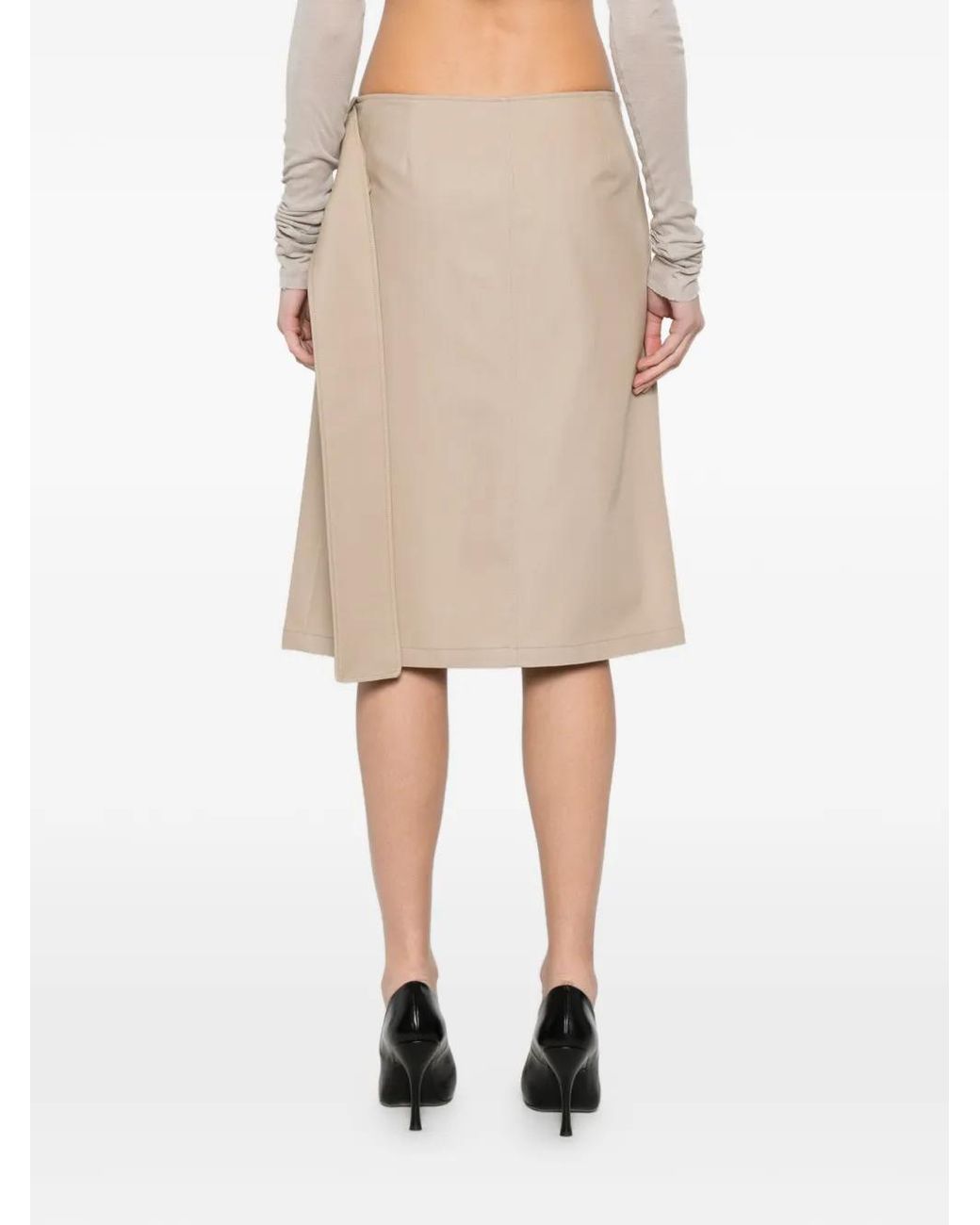 Courreges Natural Pocket Belted Midi Skirt