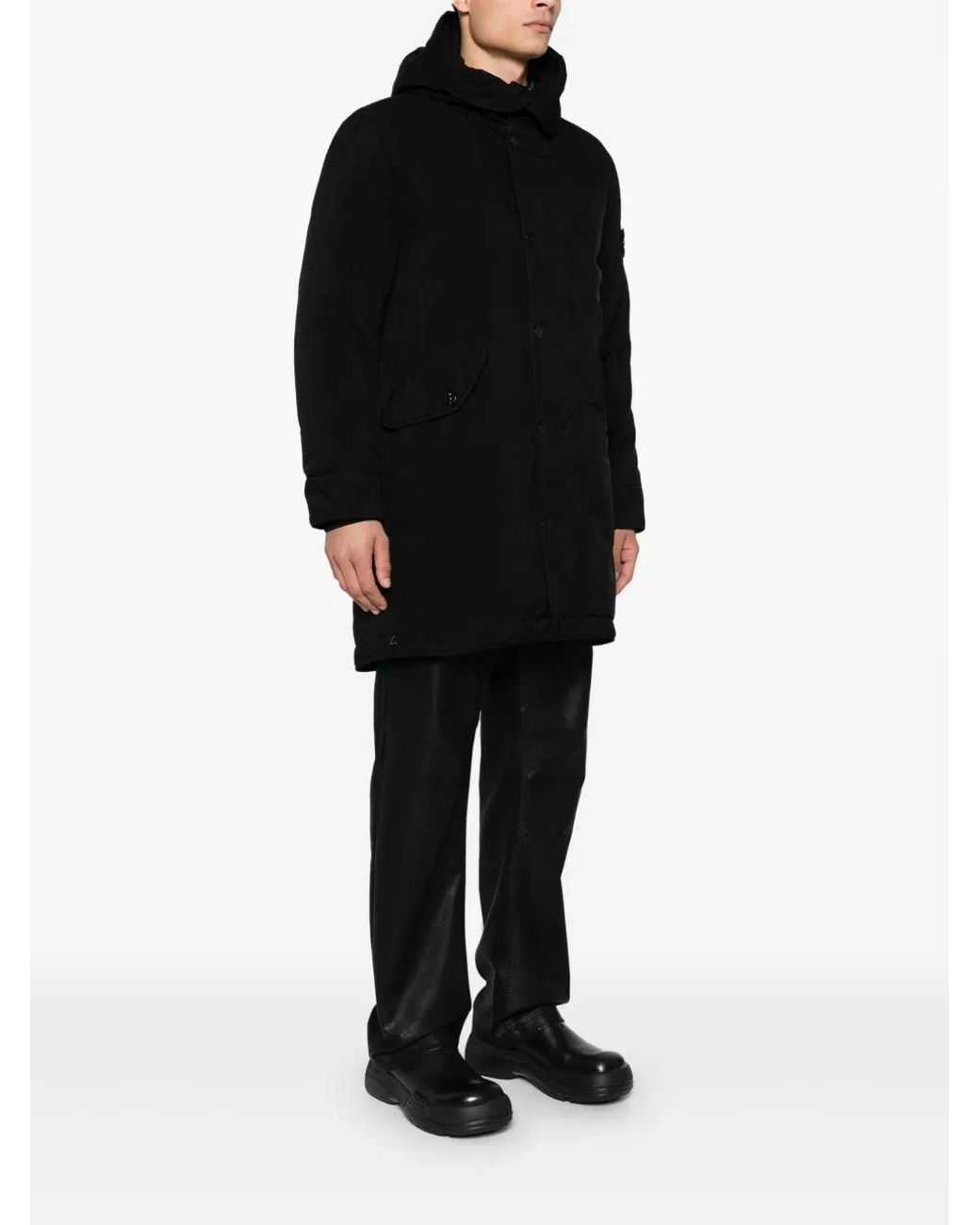 Stone Island Black Vera Coat for men