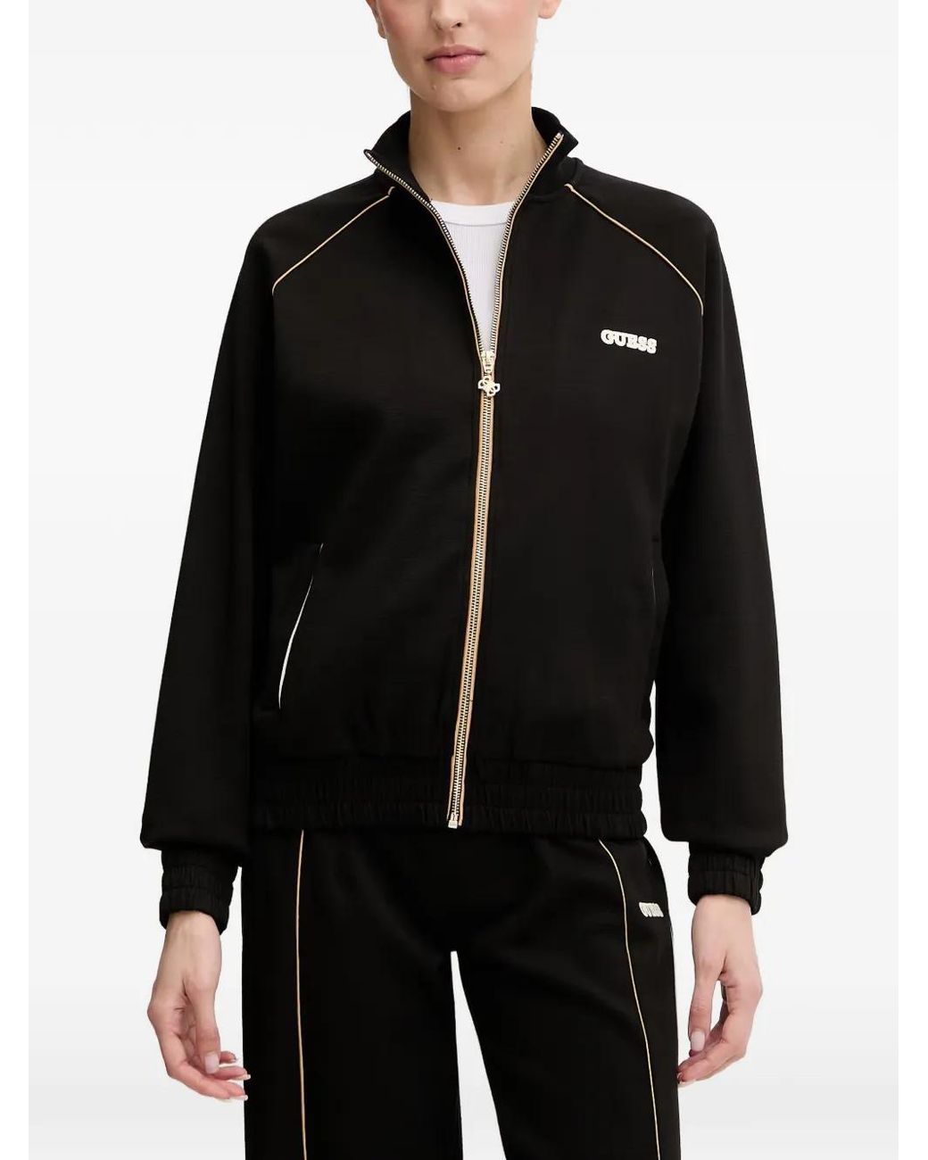Guess Black High Neck Full-Zip Sweater