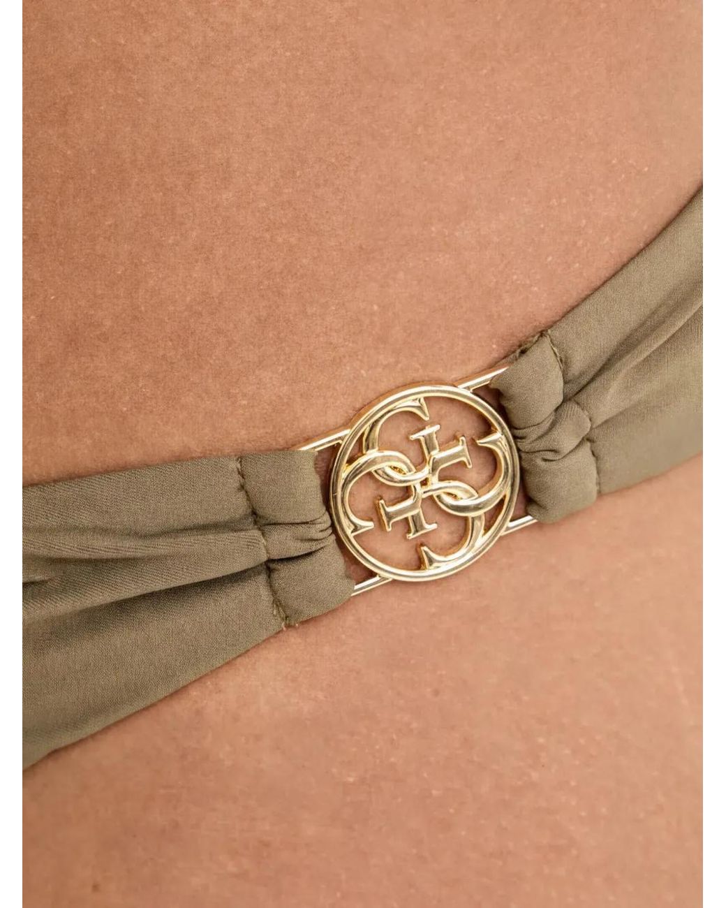 Guess Green Logo-Plaque Ring-Detail Bikini