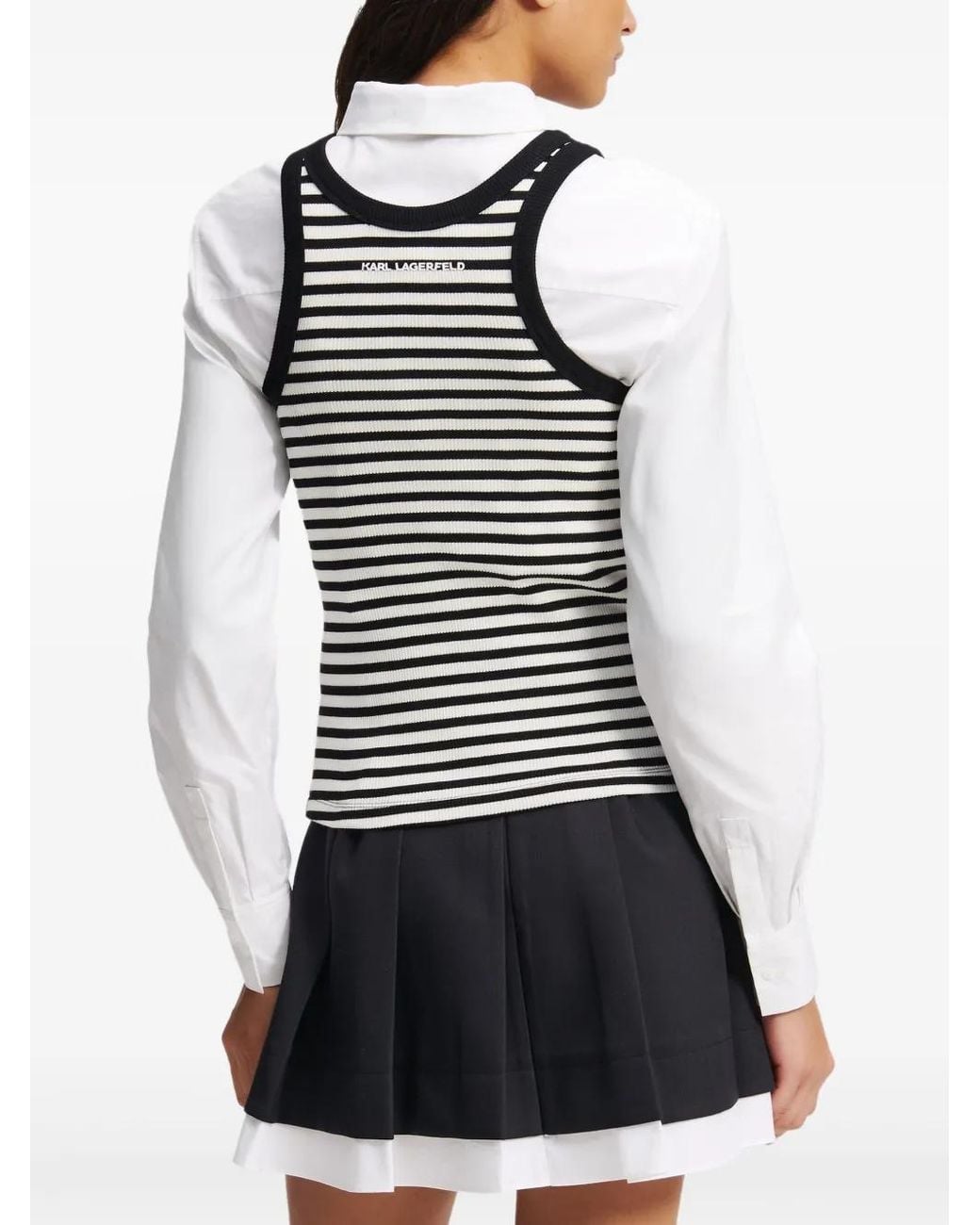 Karl Lagerfeld Black Ikon Ribbed Tank Top