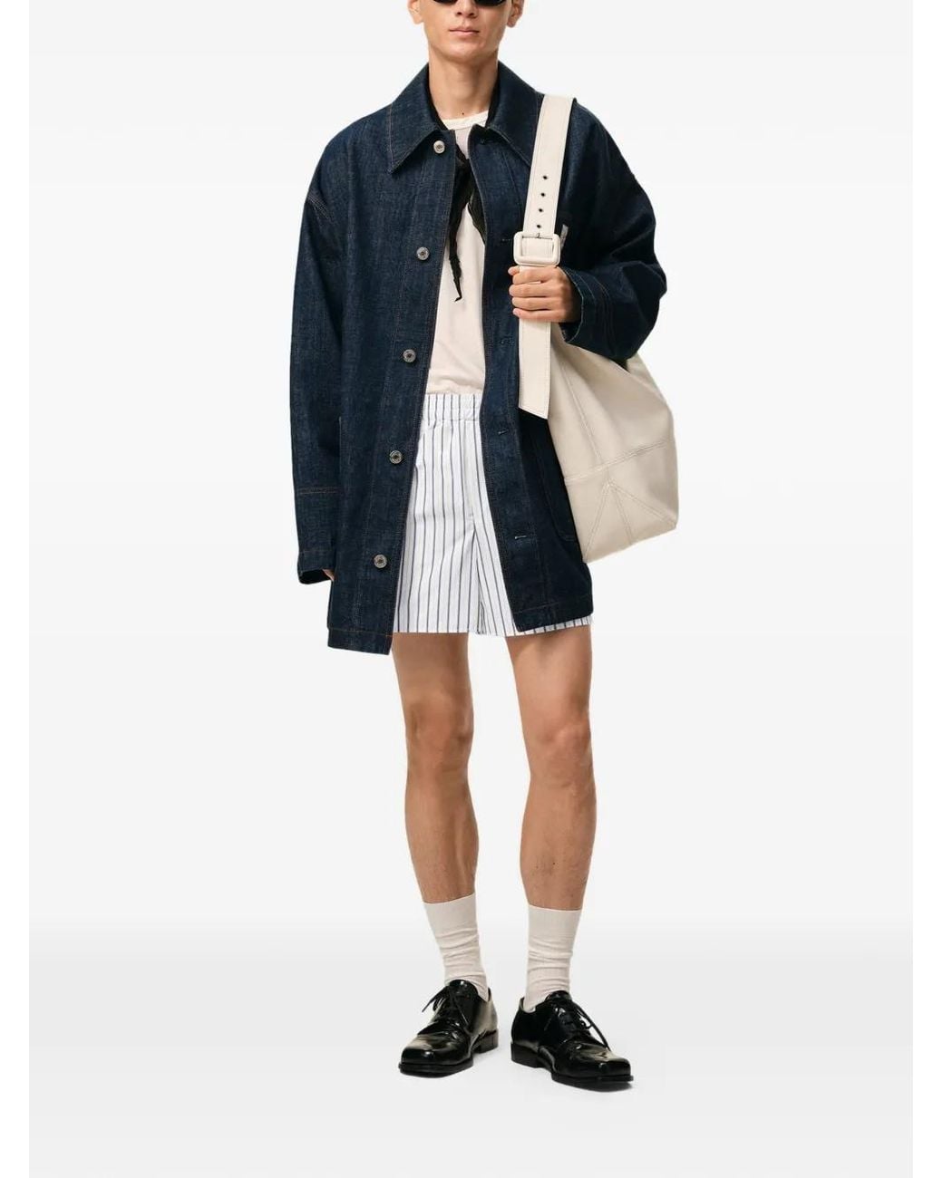 AMI White Cotton Elasticated Shorts