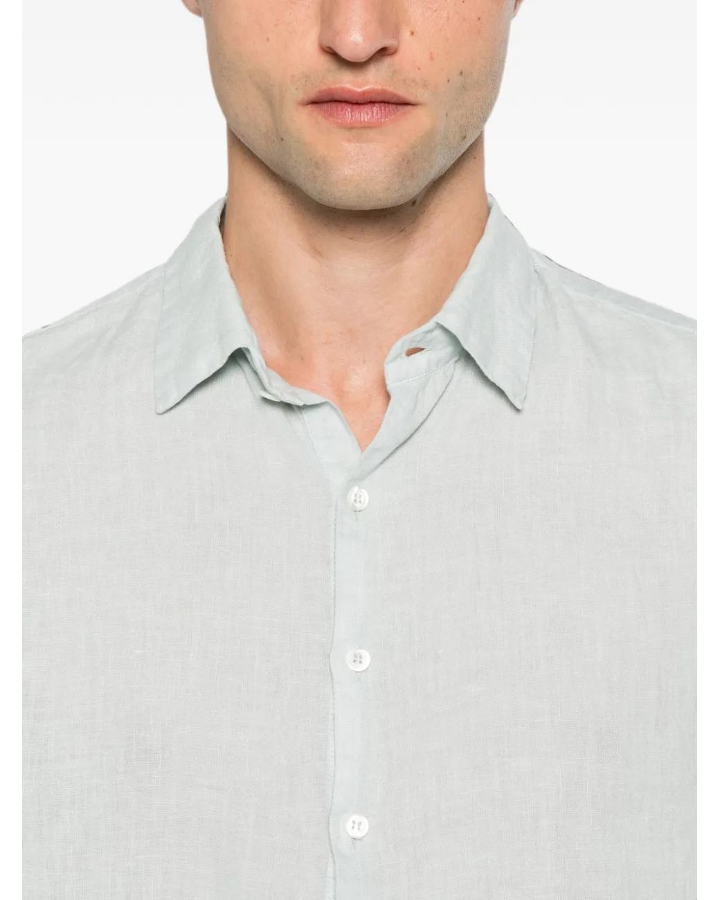 Barena White Pavans Telino Linen Half-Placket Shirt for men