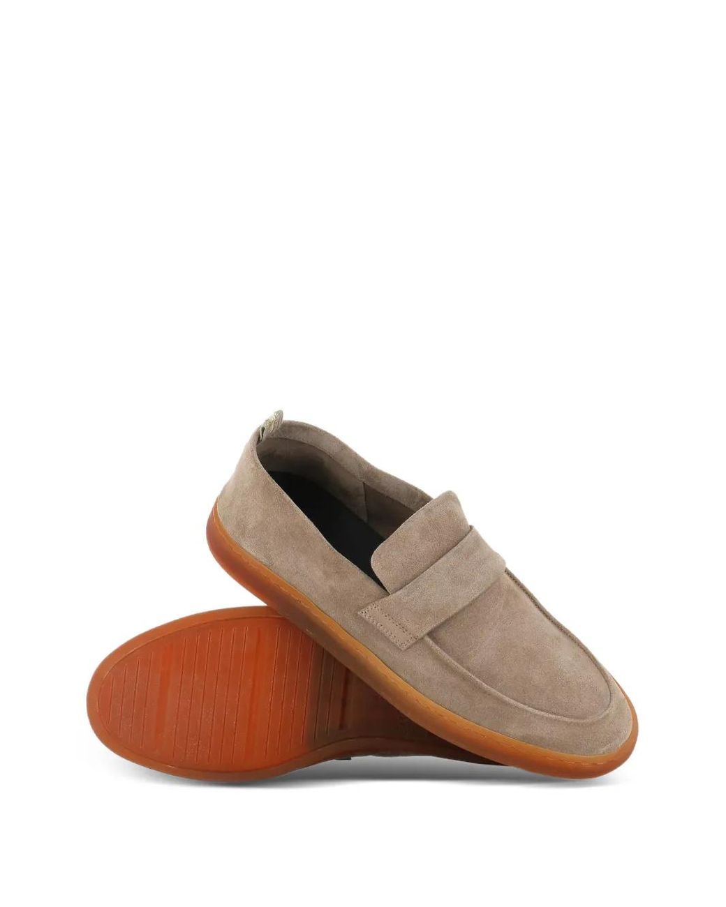 Officine Creative Brown Herbie Suede Strap-Detail Loafers for men