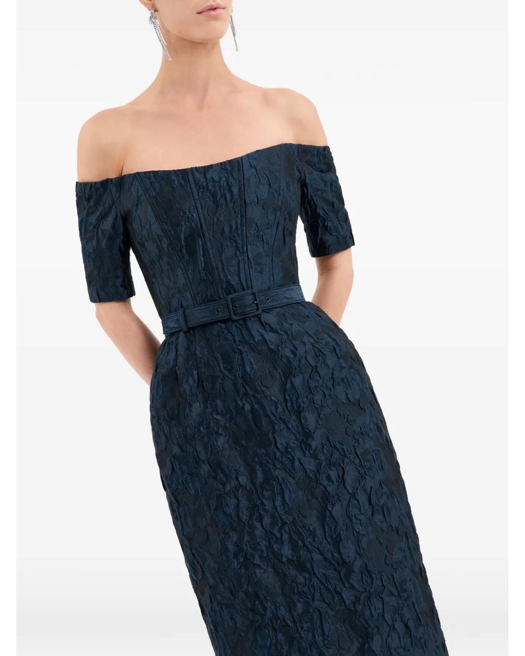 Rebecca Vallance Blue Cascades Midi Dress