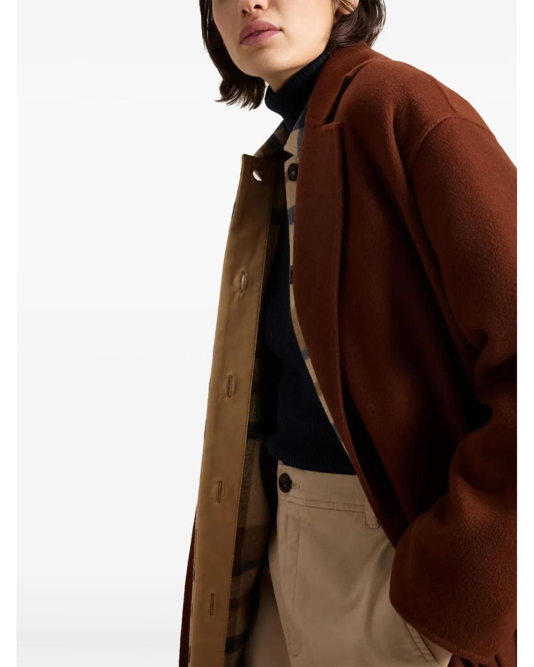 Abrigo De Lana Con Cinturón Woolrich de color Brown