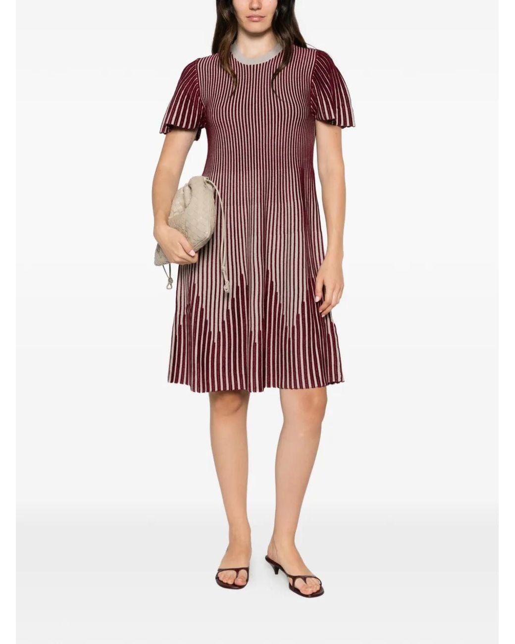 Emporio Armani Red Striped Short-Sleeve Midi Dress