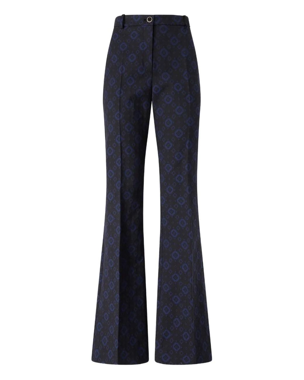 Pinko Blue Trousers With A Geometric And Floral Motif